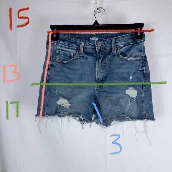 Old Navy Shorts Jean OG High Rise Distressed Raw Hem Denim Shorts Medium Wash - Picture 7 of 9
